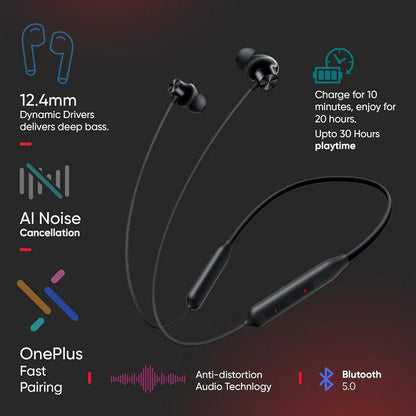 ONEPLUS True Wireless Bluetooth Neckband Bullets Wireless Z2 ANC Regular Black edition 60% OFF